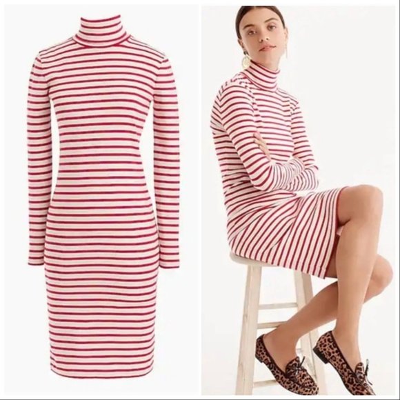 J. Crew Striped Turtleneck Dress
